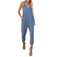 thumbnail image 1 of Bigersell Women Ripped Boyfriend Jumpsuits Womens Fashion Summer Solid Pocket Casual Sleeveless Suspender Jumpsuit Ripped Pants for Ladies, 1 of 9