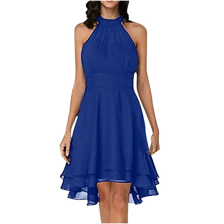 Chiffon Sleeveless Mini Round Neck Vacation Dresses Chiffon Sleeveless Mini Round Neck Vacation Dresses