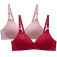 thumbnail image 1 of Bigersell Women Sports Bra Clearance 2pcs Women's Bra Soild Wire Underwear Bra Everyday Small Cup Underwear Bandeau Bra Style F777 Pinks XXL, 1 of 4