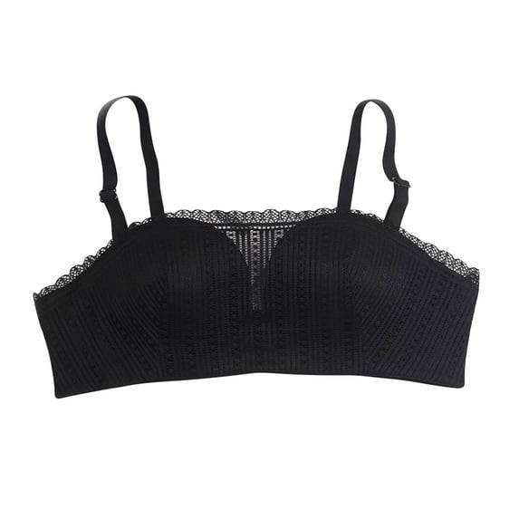 Bigersell Women Strapless Bra Clearance Mesh Lace Bandeau Bra Bralettes Crop Tube Tops Detachable Shoulder Straps Padded Push-up Bra no Underwire Sports Bras Underwear Soft Bra Black M