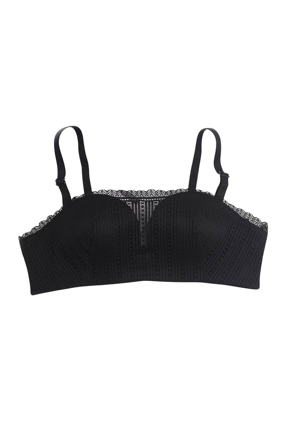 Women Strapless Bra Clearance Mesh Lace Bandeau Bra Bralettes Crop Tube Tops Detachable Shoulder Straps Padded Push-up Bra no Underwire Sports Bras Underwear Soft Bra Black S