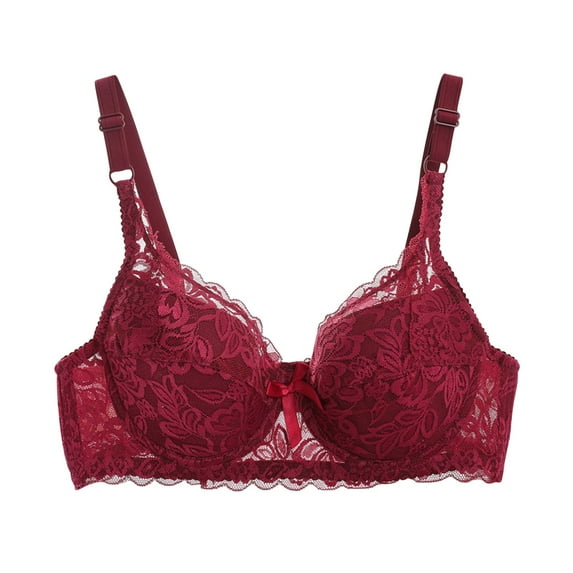 Bigersell Women T-Shirt Bras Clearance Mesh Floral Lace Wireless Bras Comfort Strap Plus Size Bra Padded Push-up Bra no Underwire Sports Bras Underwear Soft Bra Ladies Bra Underwear Red M