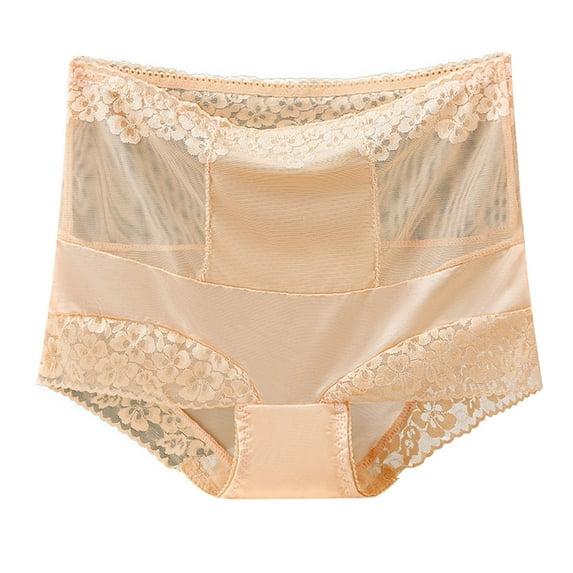 Bigersell Women Underwear Clearance Lace Panties Women High Cut Panty Style P-1677 Cotton Boyshort Panties Thongs Ladies Briefs Mid Waist Women's Briefs Beige XL