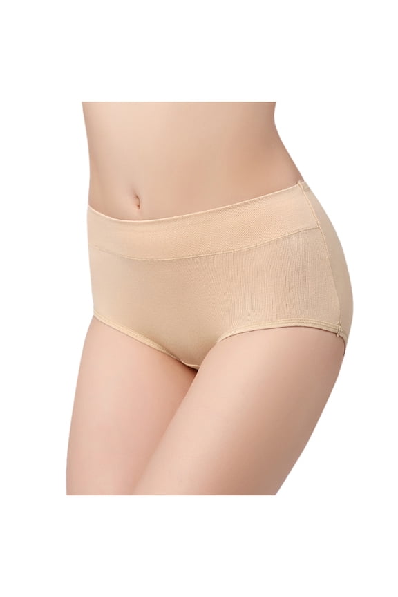 Women Underwear Clearance Open Crotch Panties Cheeky Panty Style P-667 Nylon Period Panties Thong Briefs Mid Waist Women Cheeky Panties Beige L