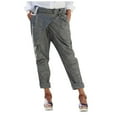thumbnail image 1 of Bigersell Women Wide Leg Pants Full Length Pants Women Casual Loose Solid Pocket Bandage Long Pants Trousers Ladies Skinny Pants High Waist, 1 of 9