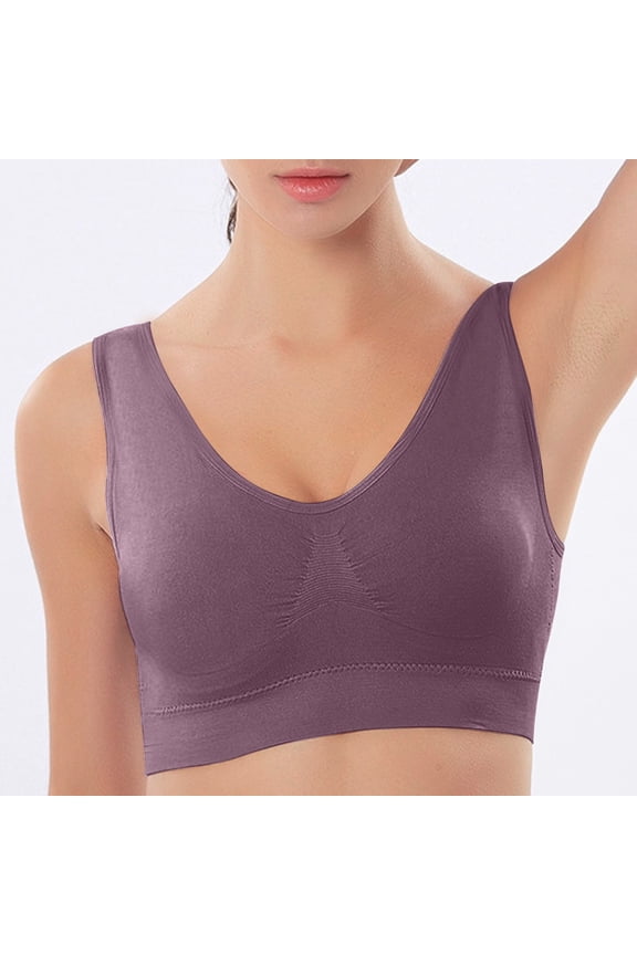 Women Wire-Free Sports Bra, Seamless Comfort Sleep Bra No Underwire, Women's Plus Sport Bra Style Female Padded Bra Underwear Soft Shaping Wire-Free Bra, Womens Bra, Brown 38B