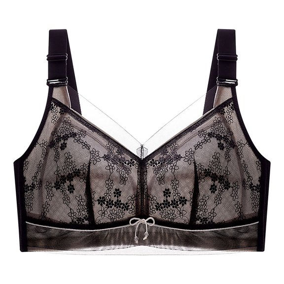Bigersell Women Wireless Bra Wide Strap V-Neck Bra Seamless Padded Push-up Bras without Underwire Comfort Soft Bra Lace Bralette Everyday Full-Figure Bra S18-1818