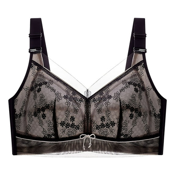 Bigersell Women Wireless Bra Wide Strap V-Neck Bra Seamless Padded Push-up Bras without Underwire Comfort Soft Bra Lace Bralette Everyday Full-Figure Bra S18-1818