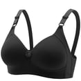 thumbnail image 1 of Bigersell Women Wireless Bras No Underwire , Womens Plus Size Seamless Push up Bras , Comfort Strap V-Neck Breathable Soft Cup Padded Full Figure Bra, B12-15, Black, L, 1 of 2