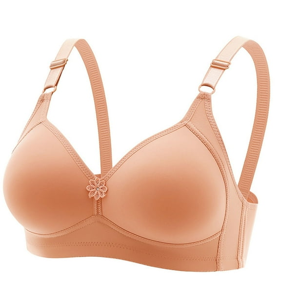 Bigersell Women Wireless Bras No Underwire , Womens Plus Size Seamless Push up Bras , Comfort Strap V-Neck Breathable Soft Cup Padded Full Figure Bra, B12-15, Khaki, M