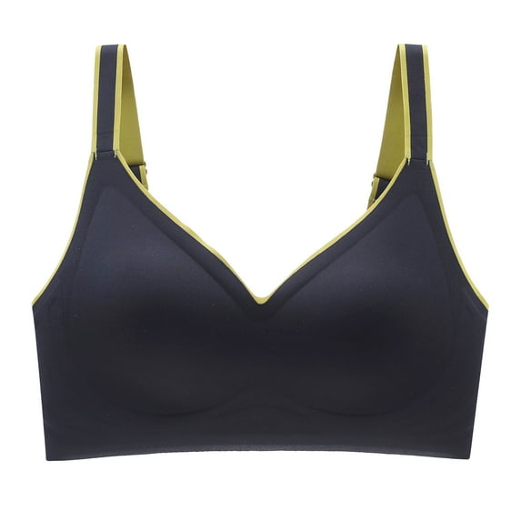 Bigersell Women Wireless T-Shirt Bra Sale Women Workout Sports Bras Training Bra Style R1172 V-Neck Pullover Bras Hook and Eye Bra Closure Women's Plus Size Cotton Sports Bra Black XL