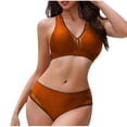 thumbnail image 1 of Bigersell Women's 2 Piece Bikini Sets, Trendy Keyhole Full-Figure Bras Bathing Suits, Vacation Swimsuits Swimwear for Beach & Pool Orange S, 1 of 3
