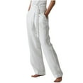 thumbnail image 1 of Bigersell Women's Bell Buttom Pants Full Length Pants Women's Leisure Solid Color High Waist Cotton Linen Wide Leg Pants Elastic Waist Pants Ladies Wide Leg Pants, 1 of 8