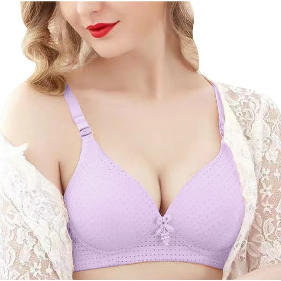 Bigersell Women's Bras No Wire Ladies Bras Padded Bra Style B-3 Sports Bras no Underwire Hook and Eye Bra Closure T-Shirt Bras Everyday Bras Underwear Comfortable V-Neck Bra Bralettes Purple XL