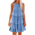thumbnail image 1 of Bigersell Women's Casual Dresses Fashion Women Summer Casaul Solid Camis Sleeveless Bandage Tank Mini Dress Women Fit & Flare Dress Style 24251, Female Maxi Dresses Blue S, 1 of 9