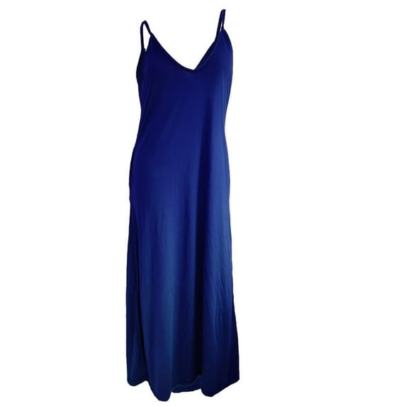 Bigersell Women's Casual Loose Sundress Women's Fashion Casual Solid Color Drawstring Sleeveless V-Neck Pocket Dress Women Fit & Flare Dress Style 4649, Female Knee Length Dresses Blue S