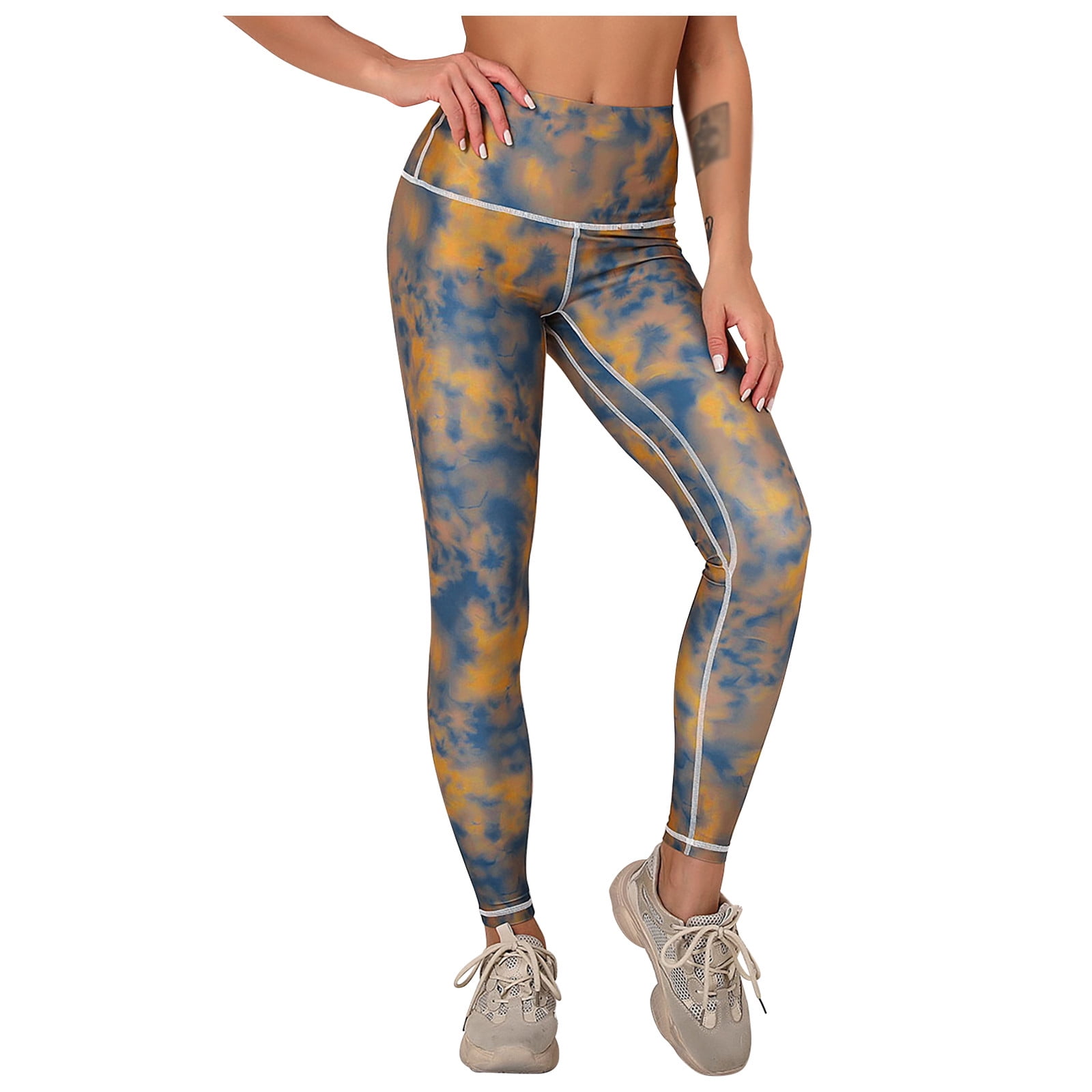 Bigersell Ripped Yoga Pants for Women Yoga Full Length Pants Womens High  Waist Sports Tie-Dye Print Workout Bottom Yoga Pants Tight Leggings Loose  Fit Yoga Pants for Ladies 