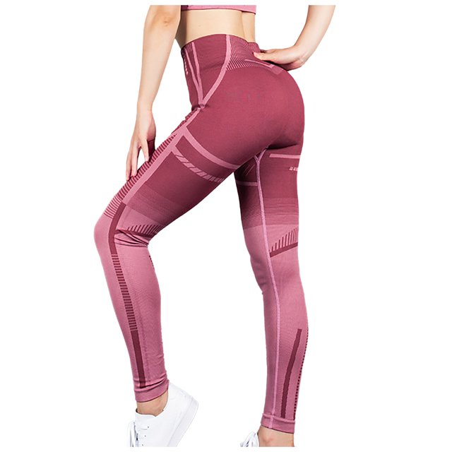 Bigersell Women's High Tapered Pant Yoga Full Length Pants Women's buttocks striped high-stretch seamless yoga pants sports yoga pants Ripped High Waist Yoga Pants for Ladies