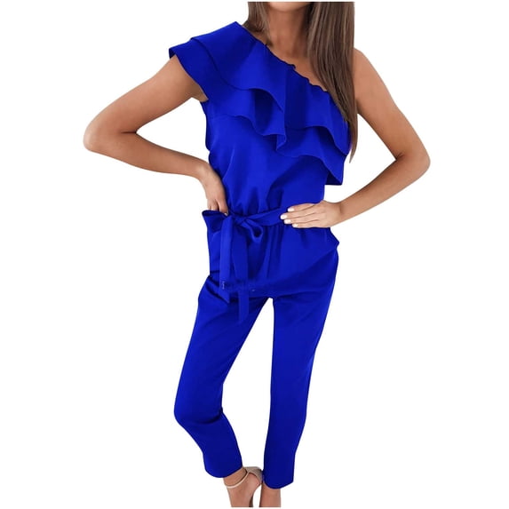 Bigersell Women's Low Pro Jumpsuits Jumpsuit Fashion Womens Bandage Solid Cold Shoulder Suspender Cami Pants Pockets Jumpsuit Ripped Jumpsuits for Ladies