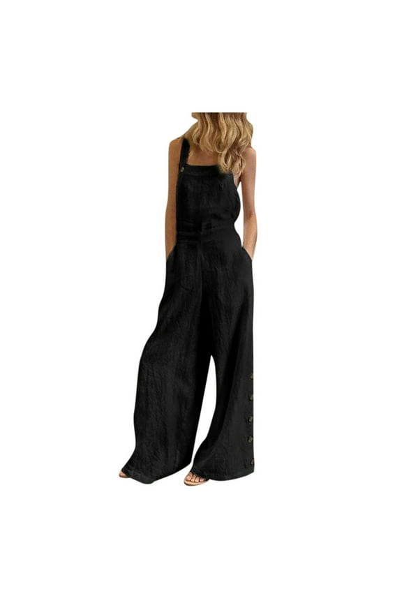 Women's Low Pro Jumpsuits Jumpsuit Women's Sleeveless Overalls Jumpsuit Casual Solid Summer Wide Leg Bib Pants Curvy Bootcut Jumpsuits for Ladies
