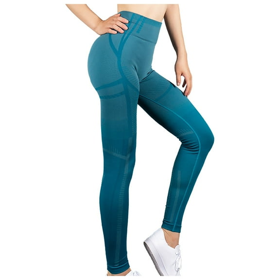 Bigersell Women's Modern Straight Yoga Pants Yoga Full Length Pants Women's buttocks striped high-stretch seamless yoga pants sports yoga pants Cute Distressed Yoga Pants