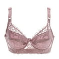 thumbnail image 1 of Bigersell Women's Plus Size Full Coverage Underwire Sheer Lace Lingerie Bras V-Neck Push up Bra Back Hook and Eye Closure Padded Bralette Comfortable Bras Rose Gold 105D, 1 of 2