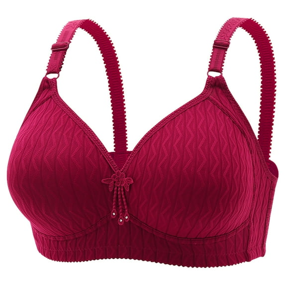 Bigersell Women's Plus Size Full-Coverage Wireless Bras No Underwire Comfortable Padded Wire-Free Ladies Bra D-8-Wine 6XL