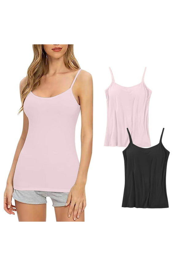 Women's Push up Bras Pack On Sale 2024 Women's 2pc Daily Sling with Chest Pad Camisole Shelf Bra Spaghetti Straps Tank Tops Balconette Bra Style F-237 White XL