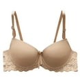 thumbnail image 1 of Bigersell Women's Push up Lace Bra Lace Strap Women Wear Outside with Underlay French Top BraUnderwear Bra Female Polyester Comfort Padded Underwire Bra Regular T-Shirt Bra, Style 1172, Khaki L, 1 of 8
