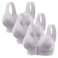 thumbnail image 1 of Bigersell Women's Seamless Sports Bra in Clearance 3pc Ladies Seamless Comfortable No Underwire Breathable Gathering Front Opening Buckle Bra Woman Underwear Plus Size Bra Style F-652 Purples M, 1 of 9