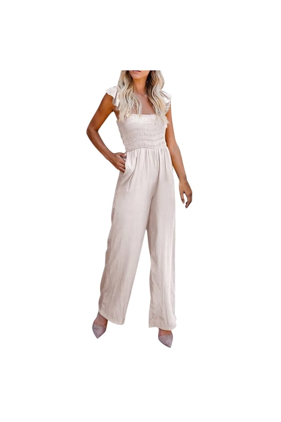 Women's Shaping Bootcut Jumpsuits Jumpsuit Women Casual Boho Print Romper Long Playsuit Strapless Sleeveless Jumpsuit Stretch Jumpsuit for Ladies