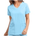thumbnail image 1 of Bigersell Women's Short-Sleeve Crew Neck T-Shirt Women Short Sleeve V-Neck Solid Blouse Causal Pullover Pockets Tops V-Neck Short Sleeve Summer Sunflower T Shirt Style B2117, Sky Blue S, 1 of 6