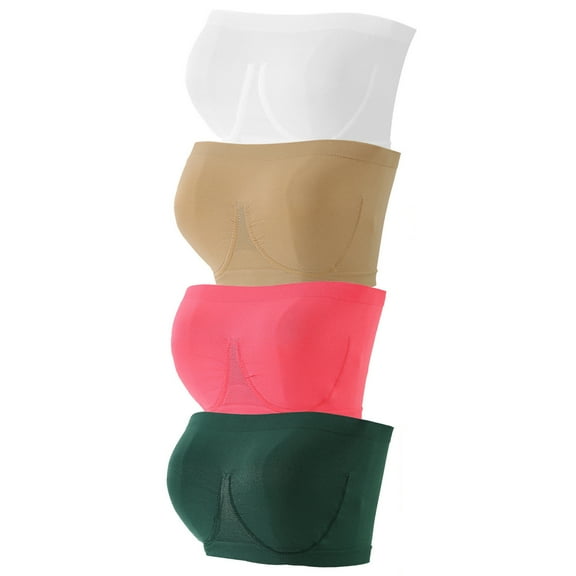 Bigersell Women's Sports Bras Summer 4pc Womens Bras Soft Bra Style R1991 V-Neck Seamless Bras Pull-On Bra Closure Women Size Bras No Underwire Hot Pink M