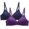 thumbnail image 1 of Bigersell Women's T-Shirt Bra Clearance 2pcs Women's Bra Soild Wire Underwear Bra Everyday Small Cup Underwear Full-Coverage Bra Style F-775 Purples M, 1 of 6