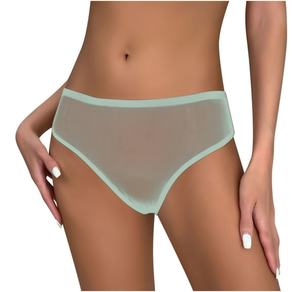 Bigersell Women's Thermal Underwear Clearance Womens No Show Underwear Thong Panty Style P-1431 Nylon Brief Panties Ladies Cotton Thongs Briefs Mid Waist Women's Briefs Green M