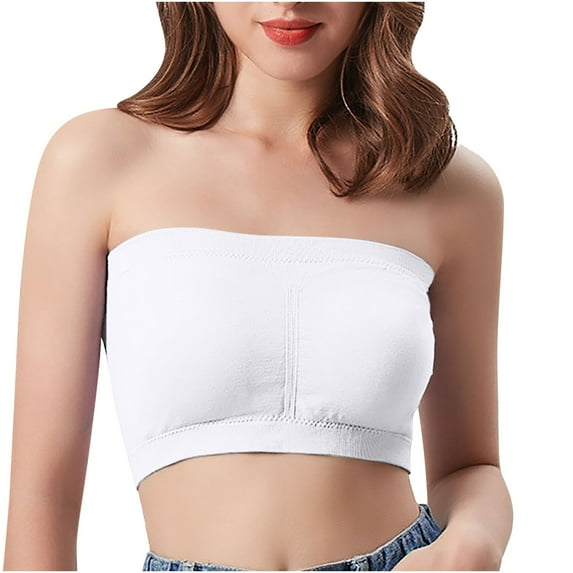 Bigersell Women's Wireless Bra Upgrade Women's Tops Tops Line Bra with Chest Pad Solid Color Bra Without Wire Wrap Wire-Free Bra Style F-427 White L