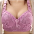 thumbnail image 1 of Bigersell Women's Wireless Full-Coverage Bra Comfort Strap V-Neck Lace Bra Women Push up Padded Bras Ladies Bras No Underwire Hook and Eye Bra Closure Sports Bras D-9-Purple 44, 1 of 5