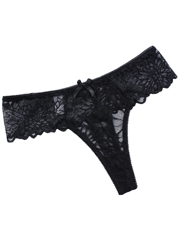 Womens Bikini Underwear Cotton Clearance High Waisted Underwear G-Strings Panty Style P-1110 Nylon Brief Panties Seamless Thong Briefs Mid Waist Women's Bikini Panties Black S