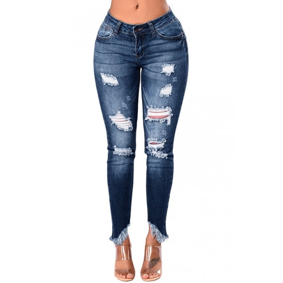 Bigersell Womens Black Jeans Boot Cut Jeans Discount Wide Leg Jeans Ladies Straight-Leg Denim Pants Ripped High Waisted Black Jeans Female Straight Mid Waist Ankle Length Pants Style J-168 Blue L