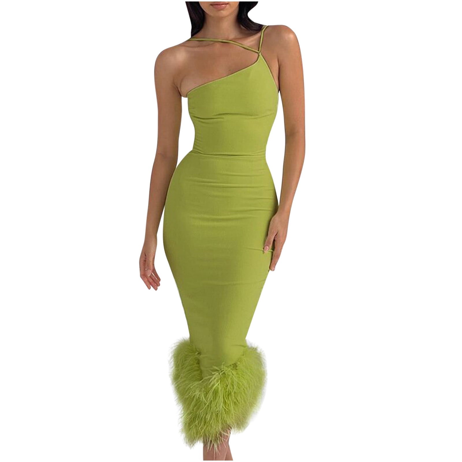 Bigersell Womens Boho Dresses Halter Knitted One Shoulder