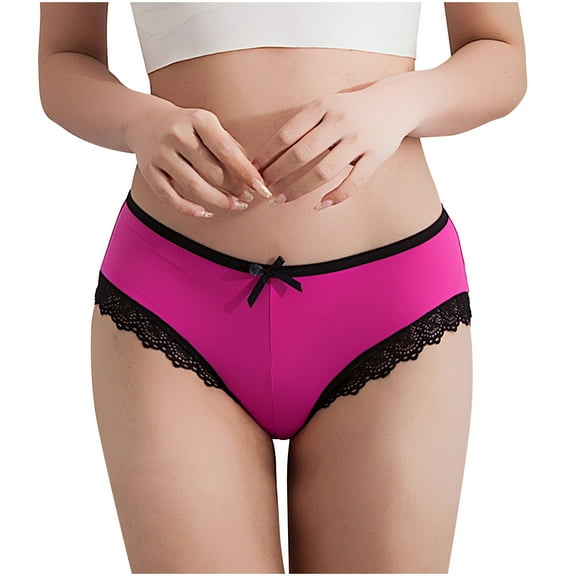Bigersell Womens Boxers Briefs Underwear Clearance Womens Bikini Underwear Bikini Panty Style P-342 Polyester Cheeky Panties Ladies Thong Briefs High Waist Women's Panties Hot Pink XL