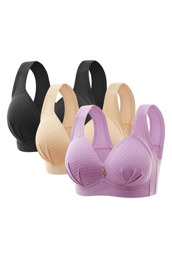 Womens Bra Push up Trendy Woman's Embroidered Seamless Comfortable Breathable Bra Underwear No Underwire Three Piece Set Racerback Bra Style F-1200 Multicolor 36