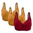 thumbnail image 1 of Bigersell Womens Bra Trendy 3pc Woman's Plus Size Solid Color Without Underwire Gathering Comfortable Bras Daily Bra Lifting Bra Style F-1220 Wine 36/80, 1 of 2
