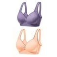 thumbnail image 1 of Bigersell Womens Bras 2pc V-Neck Wire-Free Bra Support Women Cami Bras Balconette Bra Style R-20 Basic Bra Strap Nylon Lightly Lined Bra Feature Everyday Bras Underwear Orange L, 1 of 2