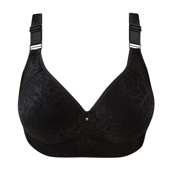 Bigersell Womens Bras No Underwire Summer Plus Size Sports Bras for Women Training Bra Style B3542 V-Neck Padded Bras Hook and Eye Bra Closure Juniors Size High Support Sports Bras for Women Black L