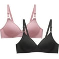 thumbnail image 1 of Bigersell Womens Bras Pack of 2, Women T-Shirts Bra, Ladies V-Neck Push up Bras No Underwire Hook and Eye Closure Wire-Free Bra Style-D5, E-Pink XXL, 1 of 4