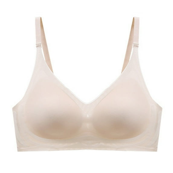 Bigersell Womens Bras, Push up Bras for Women Seamless V-Neck Padded Bra Smoothing Wireless Bralette Sports Bras No Underwire Everyday Bras Underwear Beige M