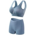 thumbnail image 1 of Bigersell Womens Bras and Underwear Sets Workout Sets for Women Plus Size 2 Piece Seamless Ribbed Crop Tank Tops High Waist Shorts Yoga Outfits Female Sports Bras Sets Style-R14 Blue XXL, 1 of 2