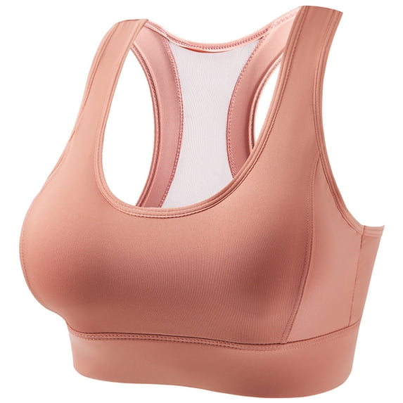 Bigersell Womens Bras No Underwire Summer Plus Size Sports Bras for Women Training Bra Style B1122 V-Neck Padded Bras Pull-On Bra Closure Juniors Size High Support Sports Bras for Women Pink M