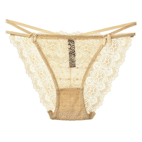 Bigersell Womens Briefs Clearance High Waisted Thong Underwear Seamless Panty Style P-568 Polyester Cheeky Panties Lace Thongs Ladies Briefs High Waist Women's Bikini Panties Beige XL